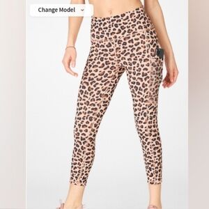 Fabletics Mila High Waisted  Pocket Capri Animal Print Sz M